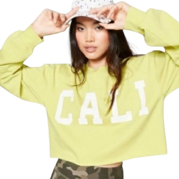 Wild Fable "Cali" Neon Cropped Sweatshirt - Size Large - Picture 1 of 4